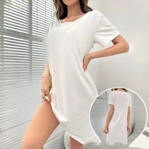 Women’s Loose Nightdress – Soft Cotton Short Sleeve Pajamas for Spring & Summer Loungewear