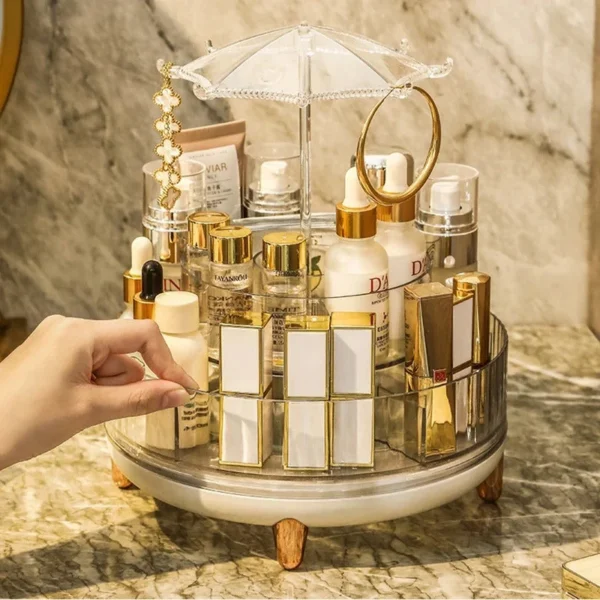 360 Rotating Acrylic Umbrella Cosmetic Organizer