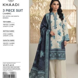 KHAADI 3-Piece Printed Cambric Suit with Digital Printed Zari Dupatta
